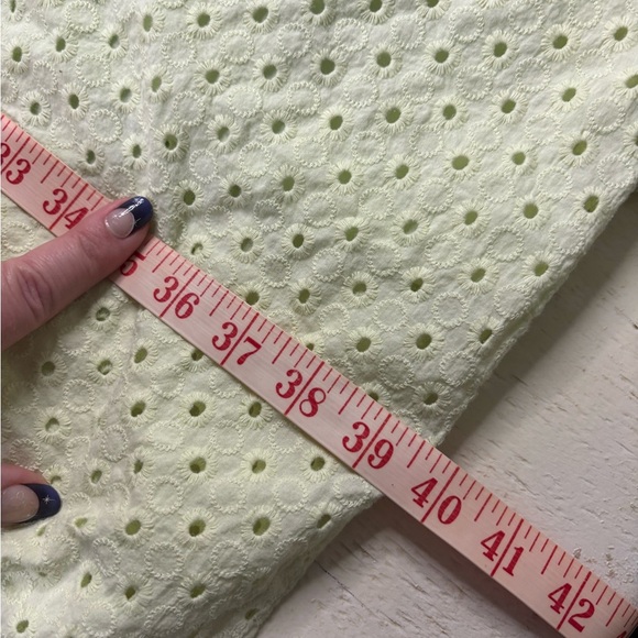 Zara Cotton Eyelet Mint Green Tiered Midi Dress Ruffles Tie Neck New Size Medium - Picture 5 of 8